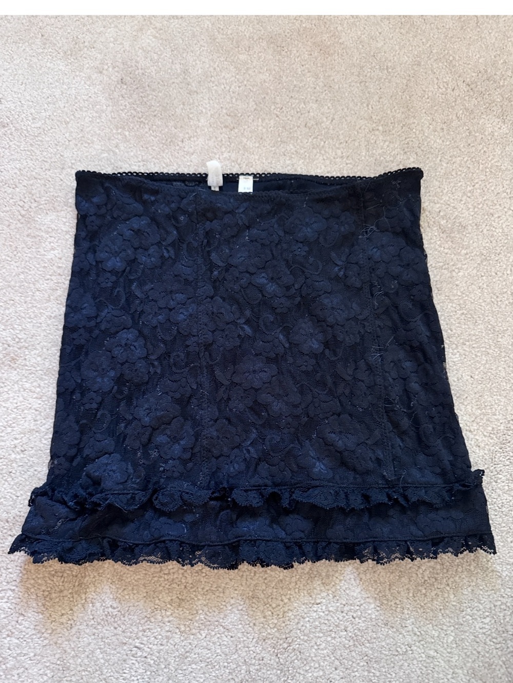 Free People Black Lace Ruffle Hem Mini Short Skirt - Never Worn